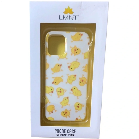 LMNT iPhone 12 Mini Hard Phone Case Apple Yellow Ducks Chick Quack White Easter - Picture 1 of 3